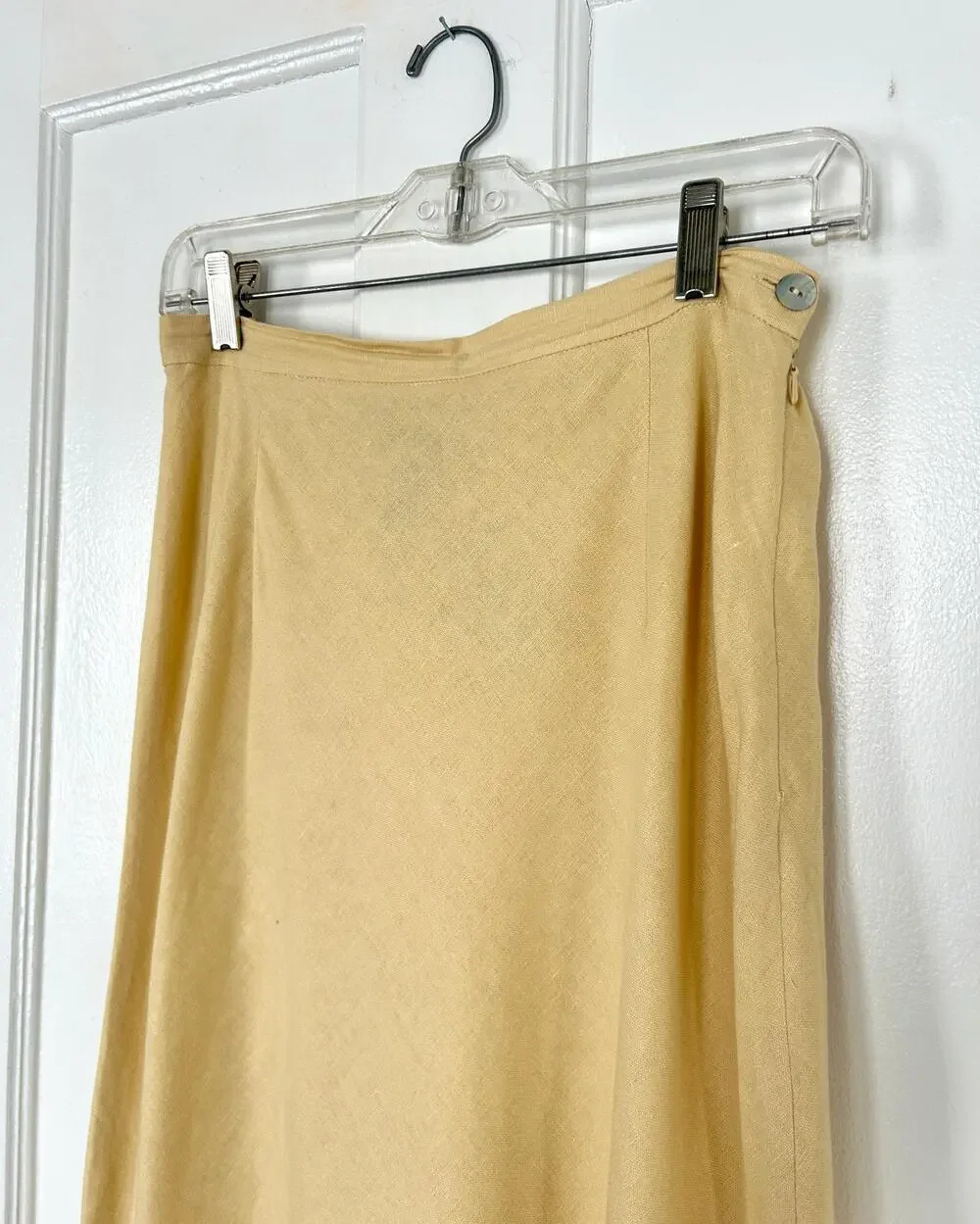 Vintage Buttercream 100% Linen Column Skirt Size Small | Minimalist Chic Style